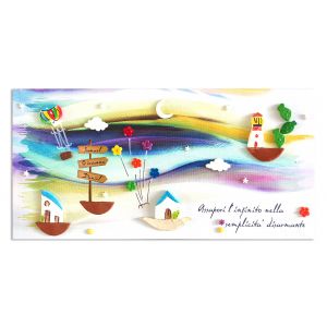 Quadro famiglia sospesi nell'astratto  - 30 x 60 con nomi